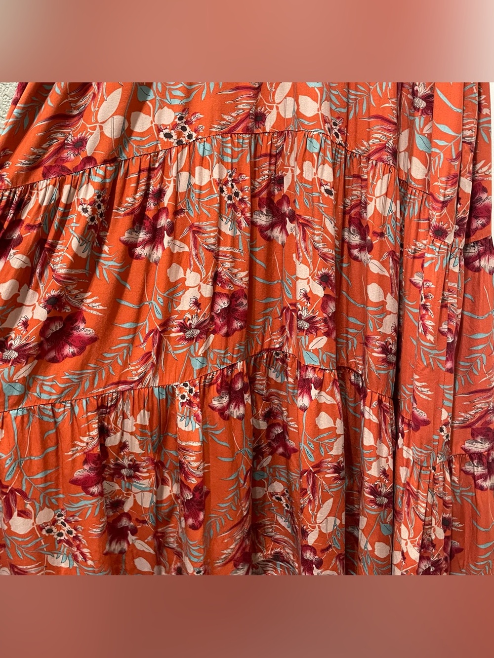 Lot 2 Natural Life Midi Dresses - Turquoise Mix & Orange Tropical Floral Boho L - Picture 7 of 16